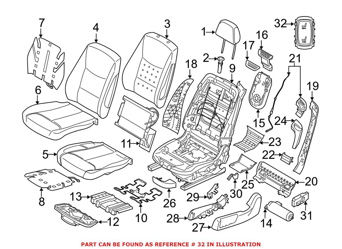 BMW Power Seat Switch = Front Passenger Side Upper 61319390522